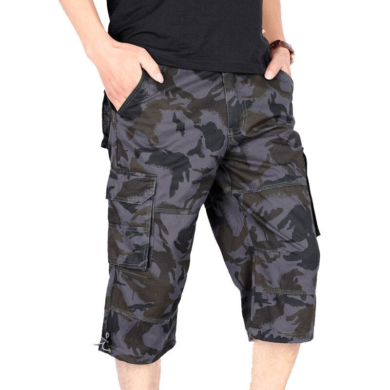 swvws Back To School Long Length Cargo Shorts Men Summer Casual Cotton Multi Pockets Hot Breeches Cropped Trousers Military Camouflage Shorts 5XL