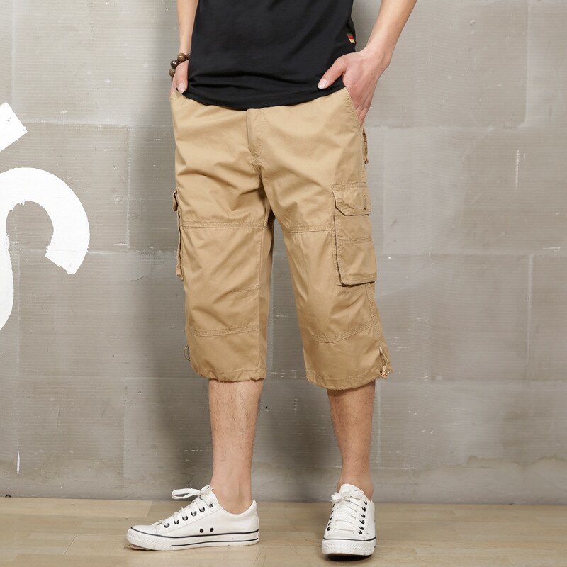 swvws Back To School Long Length Cargo Shorts Men Summer Casual Cotton Multi Pockets Hot Breeches Cropped Trousers Military Camouflage Shorts 5XL