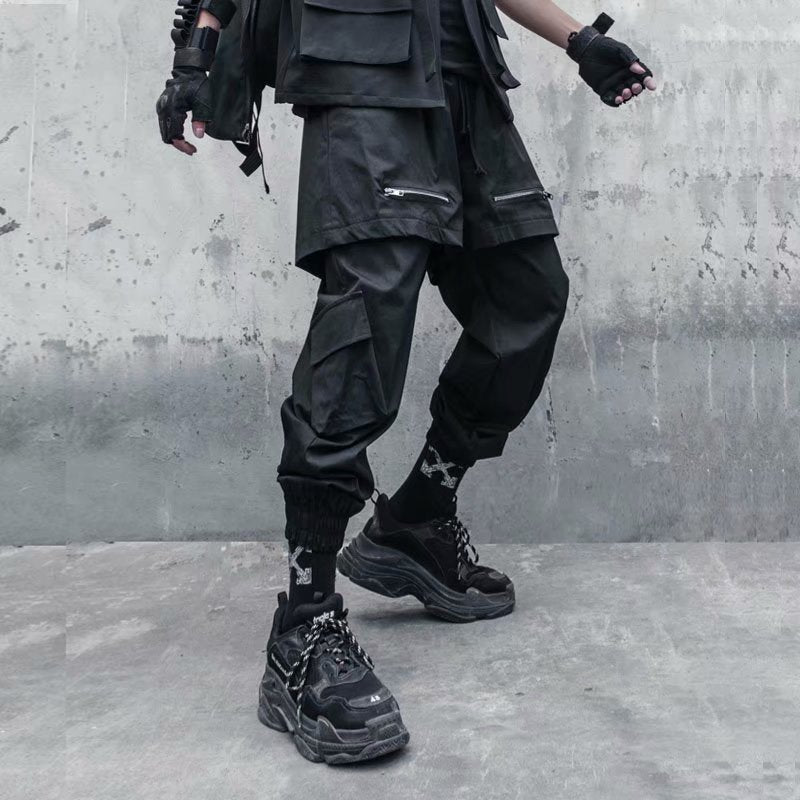 swvws Back To School  Black Goth Punk Pants Men Joggers Punk Rave Gothic Trousers Male Autumn Japanese Streetwear Hip Hop Spliced