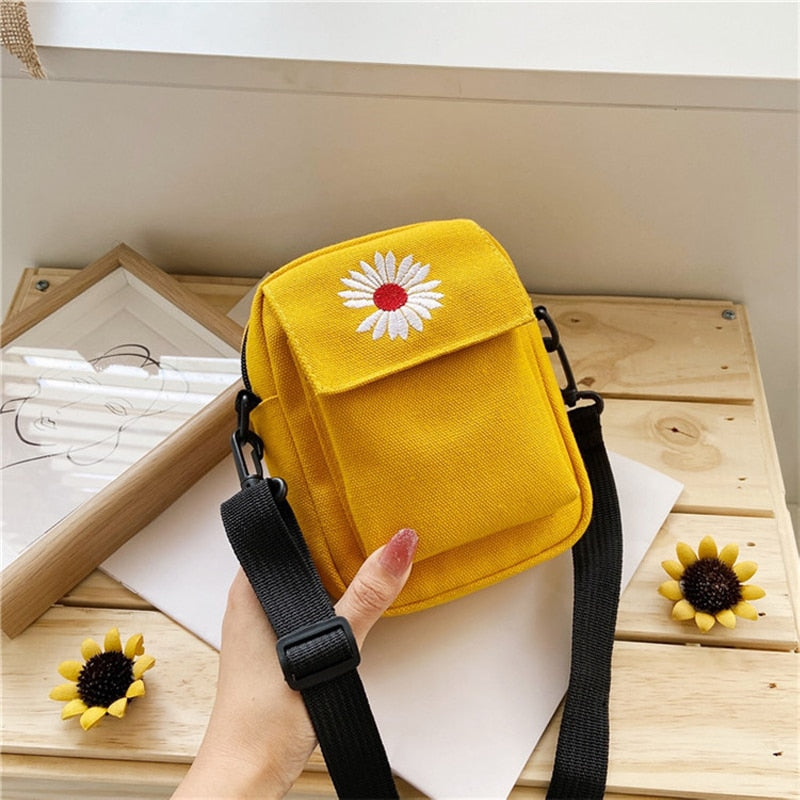 swvws  Women Purse Bag New Small Canvas Bag For Women  Flower Embroidery Shoulder Bag Girls Crossbody Bag Phone Bags Bolsa Feminina