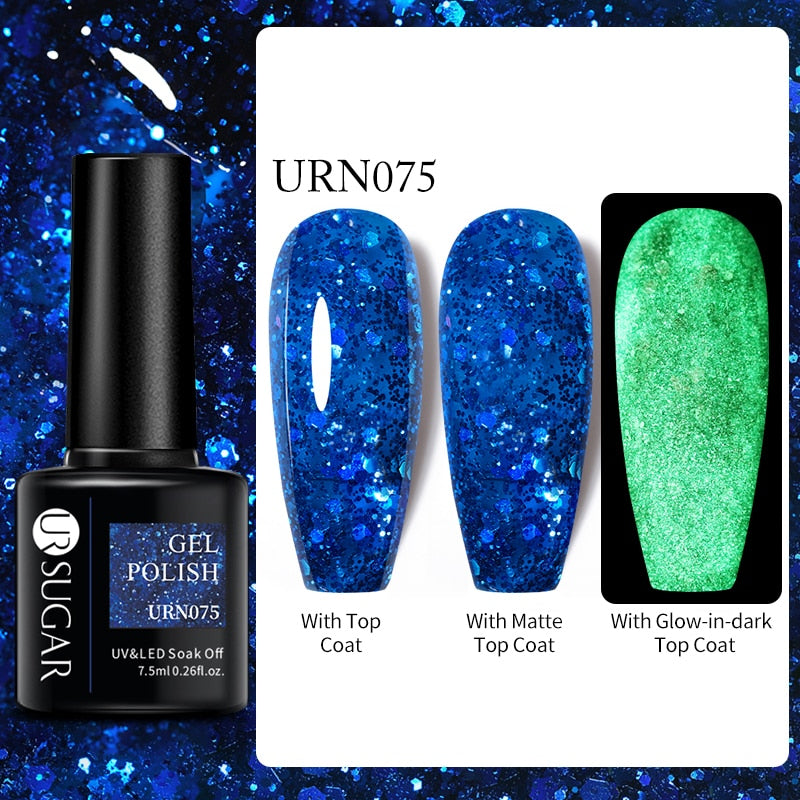 swvws  Luminous Gel Top Coat Semi Permanent Glow In Dark Fluorescent Soak Off UV LED Color Gel Nail Varnish Nails For Manicure