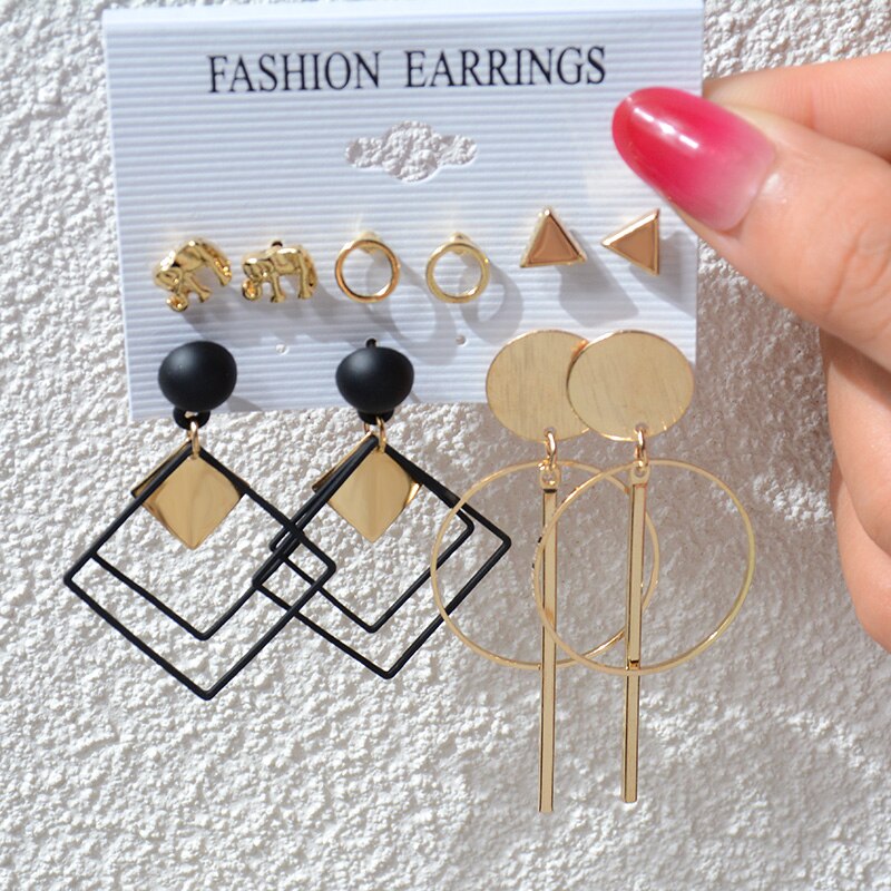 swvws 23 Styles Women Earring Set Fashion Jewelry Gold Metal Big Hoop Dangle Drop Earing Butterfly Tassel Geometric Punk Brincos Femme