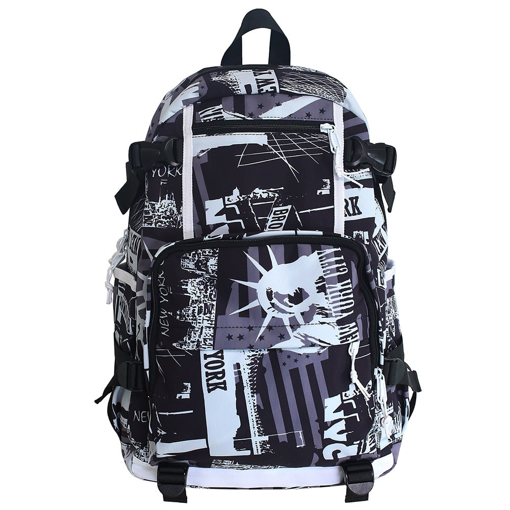 swvws Harajuku Girl Male School Bag Female Graffiti Print Men Backpack Women Book Boy Bag Nylon Ladies Fashion Laptop Backpack Student