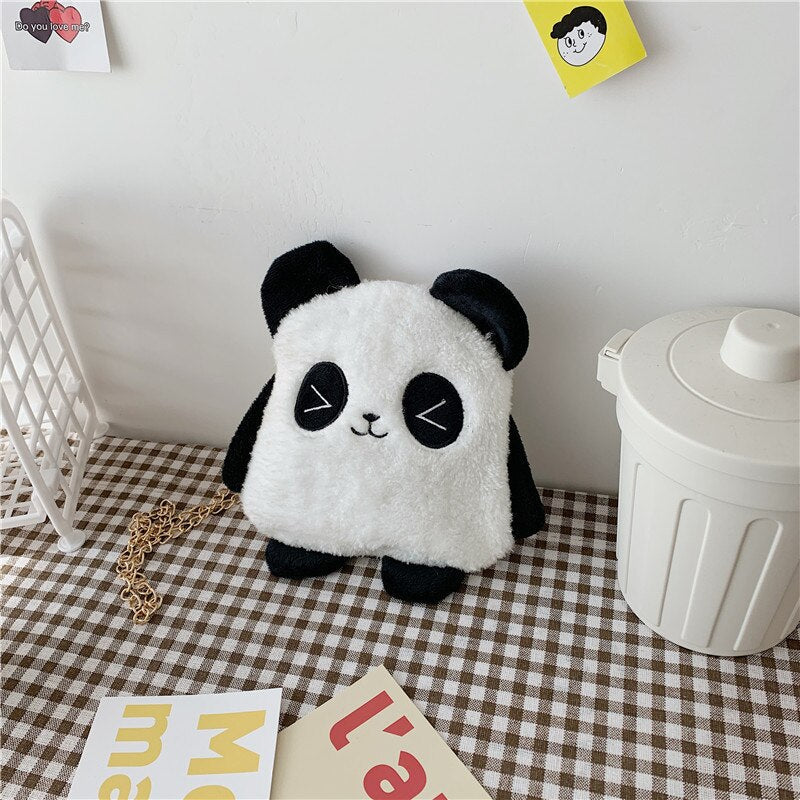 swvws Small Bag For Women  Lovely Panda Bag Plush Soft Purses Crossbody Bags Chain Strape Shoulder Bag Women Phone Bag Bolsa Mujer