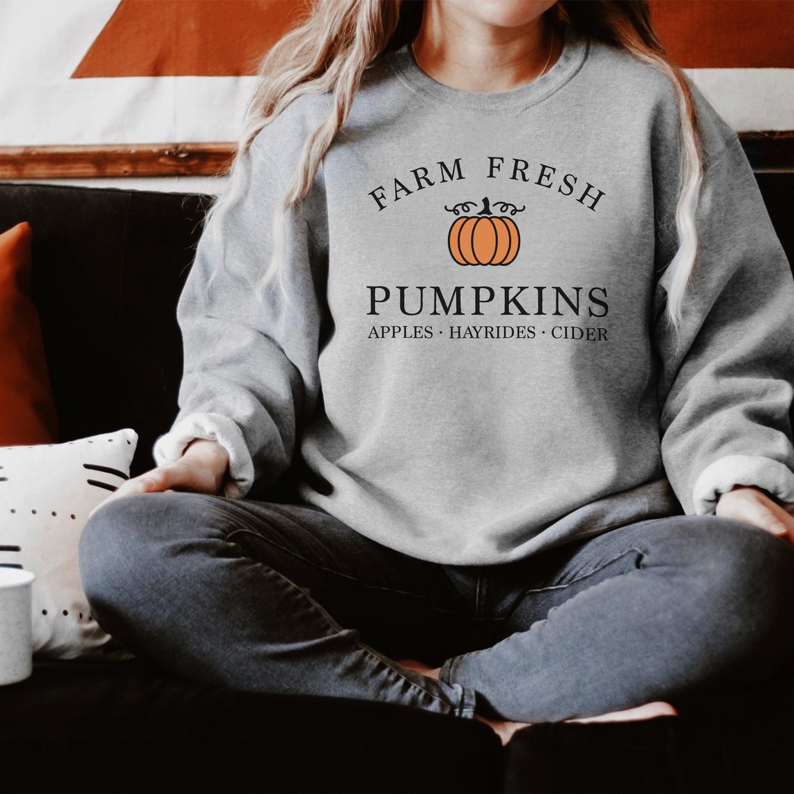 swvws Halloween Costume Vintage Pumpkin Patch Halloween Crewneck Pullovers Harajuku Hoodie Women Fall Sweatshirt Farm Fresh Pumpkins Sweatshirts