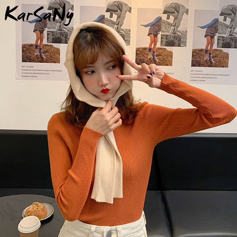 Back To School Autumn Women Sweaters And Pullovers Turtleneck Slim Women's Jumper White Knitted Tops Winter Ladies Sweater Woman  Korean