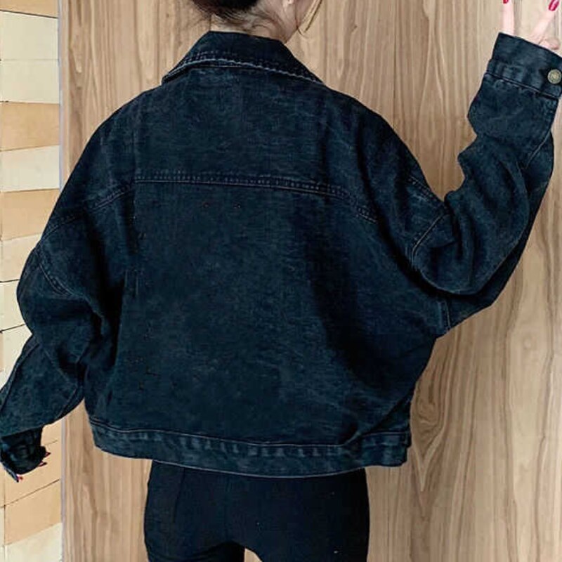 swvws Denim Jackets Women Short Coats Oversized Single Breasted Button Pockets Tops Korean Style Chic Retro Harajuku Casual Streetwear