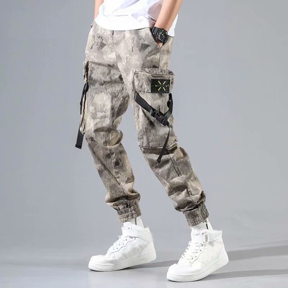 swvws Mens Vintage Hip Hop Style Baggy Jeans Men's Side Pockets Cargo Harem Pants Ribbons Black Hip Hop Casual Male Joggers Trousers Fashion Casual Streetwear Pants 5XL