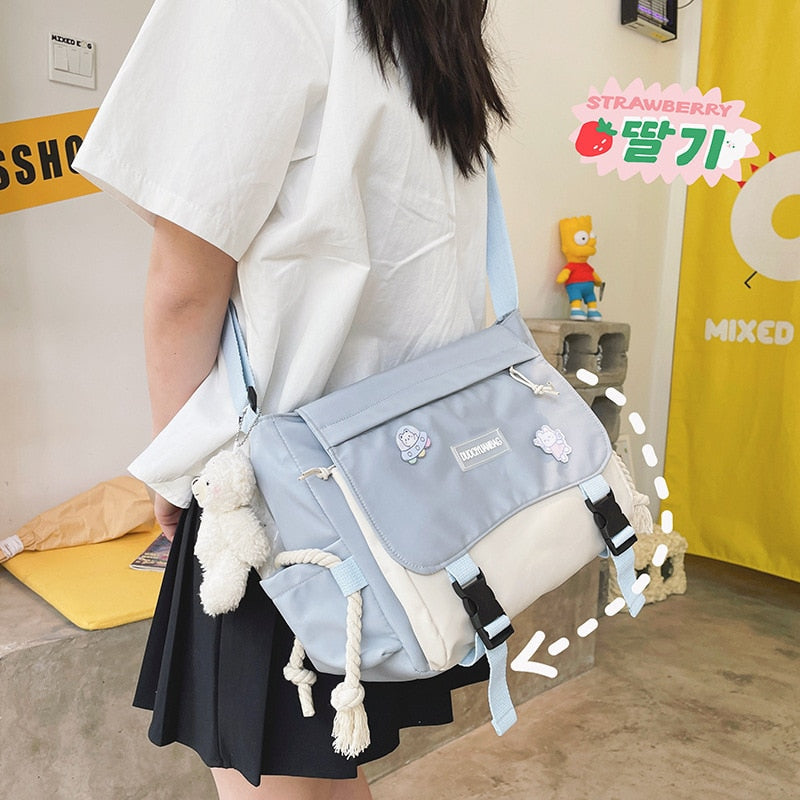 swvws Ulzzang Casual Big Bag Women Student School Bags For Teenage Girls Messenger Bag Shoulder Bag Crossbody Bags Women Bolsa Feminin