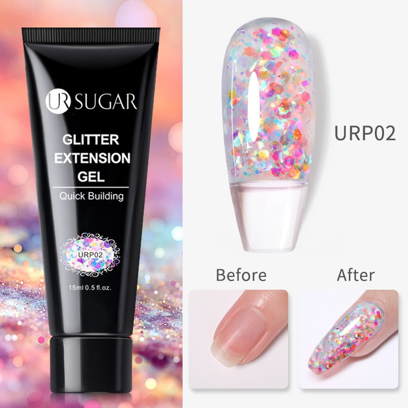 swvws  Glitter Nail Extension Gel 15Ml All For Manicure Builder UV LED Gel Semi Permanent Soak Off Nail Art Gel For Extension