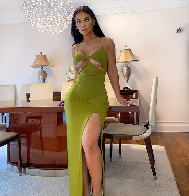 Summer Green Bodycon Dress Women Maxi Party Dress New Arrivals Stretchy Cut Out Sexy Dress Celebrity Evening Club Dress