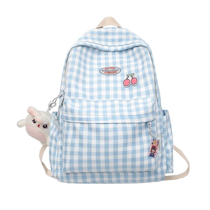 swvws Trendy Cute Women Lattice Laptop Bag Nylon Lady Kawaii College Backpack Cool Girl Travel Plaid Backpack Female Book Bags Fashion