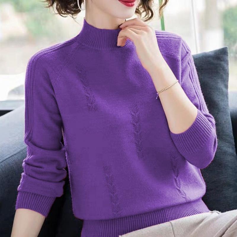 swvws PEONFLY Turtleneck Sweater Autumn Winter Knitted Pullovers Women Sweaters Casual Loose Long Sleeve Solid Color Female Jumper