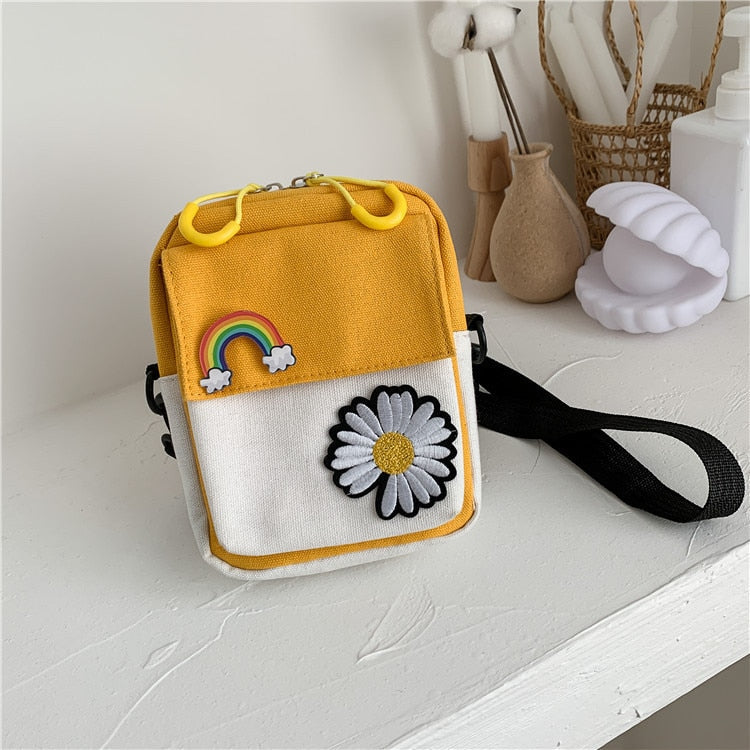 swvws Hot Sell Canvas Bag For Women Fashion Small Crossbody Bags Women Flower Embroidery Flap Shoulder Bag Ladies Phone Bag Bolsa