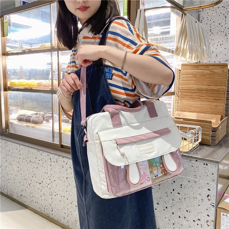 swvws  Japanese Style Big Nylon Bag Women Cute Bunny Ears Crossbody Bag Women Handbags School Student Book Bag Satchels Shoulder Bag