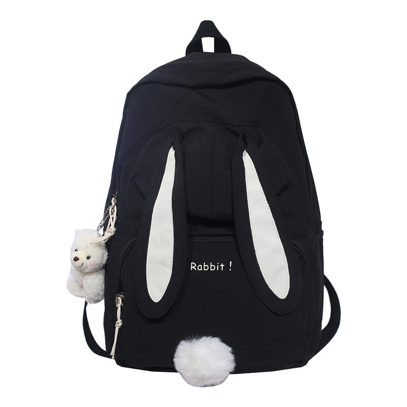 swvws  Cute Rabbit Young Girl School Backpack Female Large Capacity Kawaii Back Pack Mochila Pink Women Bagpack Nylon Cartoon Schoolbag