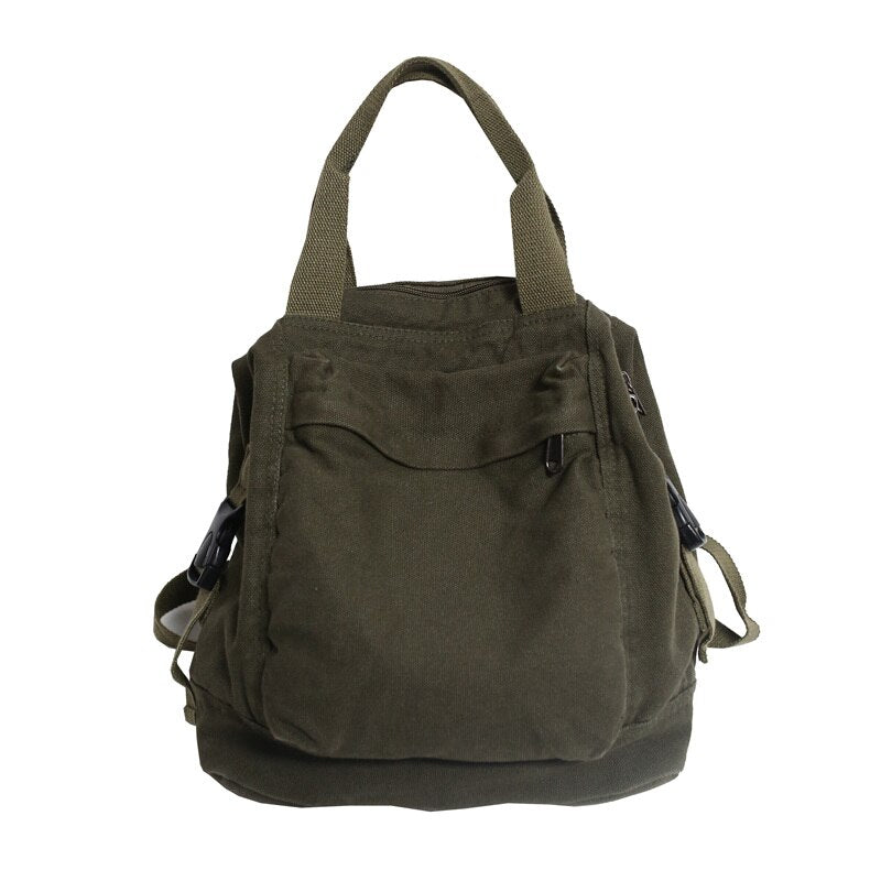 swvws School Bag Student Shoulders Large Capacity Khaki Backpack Fashion Canvas Backpacks Female College Teen Computer Bag Mochila