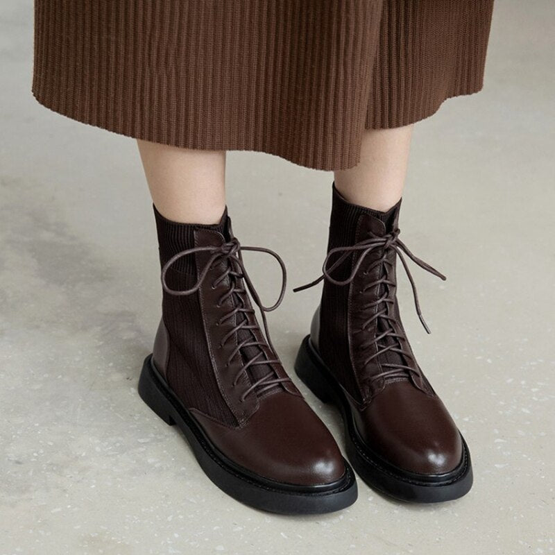 swvws  fashion inspo    New Autumn/Winter Women Shoes Cow Leather Round Toe Low Heel Boots Women Casual Short Boots for Women Female Modern Boots