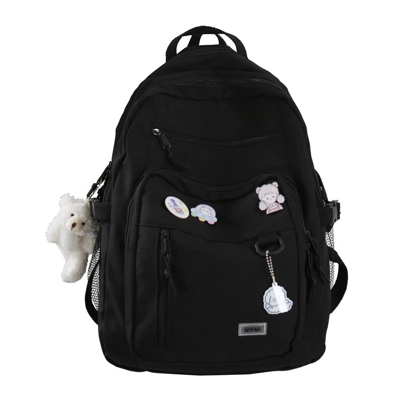 swvws Fashion Big Student Backpack NEW Badge Rucksack Girls School Bag High Capacity Women Backpack Female Cute Leisure Travel Mochila