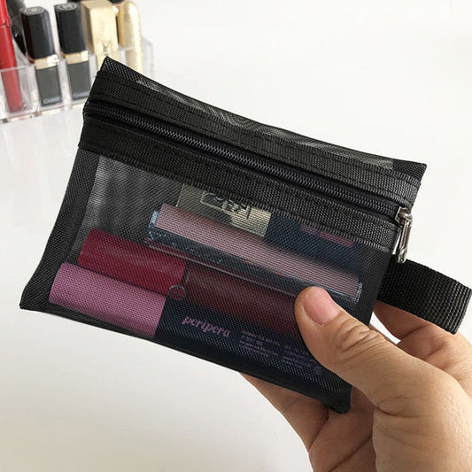 swvws  Mini Mesh Cosmetic Bag Women Portable Lipstick Bag Makeup Bag One Set Makeup Pouch Toiletry Bag Necessarie Feminina Kosmetyczka