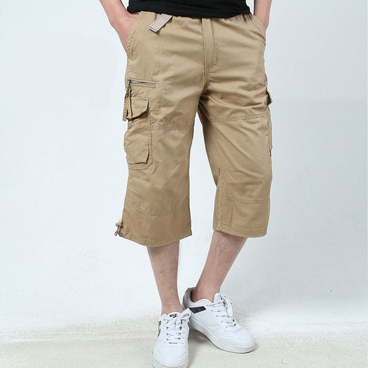 swvws Back To School Male Shorts Multi Pocket Summer Loose Zipper Breeches Khaki Grey Plus Size Short Pant Casual Cotton Black Long Mens Cargo Shorts