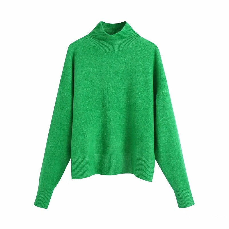 swvws Ladies Autumn Winter Sweater Women Pullover Turtleneck Loose Casual Jumper Brand Knitted Chic Basic Women Sweaters Tops Female