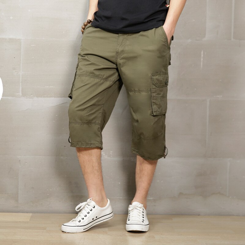 swvws Back To School Long Length Cargo Shorts Men Summer Casual Cotton Multi Pockets Hot Breeches Cropped Trousers Military Camouflage Shorts 5XL