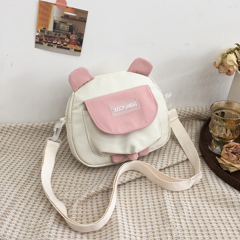 swvws Japanese Style Lovely Small Bag Women Cartoon Bear Ears Nylon Bag Student Girl Crossbody Bags For Women Bolsa Mujer Shoulder Bag