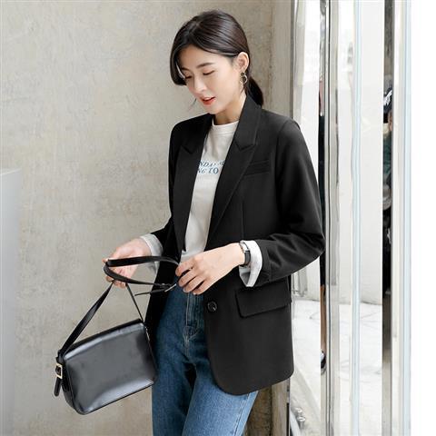 swvws Peonfly New  Autumn Fashion Blazer Jacket Women Casual Korean Pockets Long Sleeve Coat Office Ladies Solid Loose Blazer