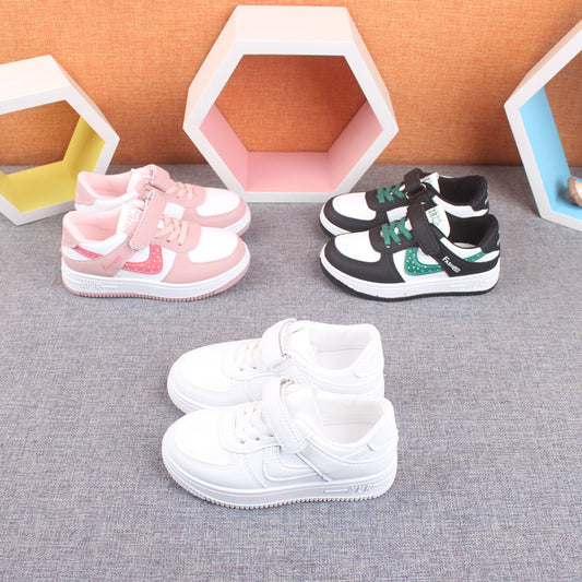 swvws  Children's Low-Top Sneakers Boy Shoes Spring and Autumn Shoes  Spring New White Shoes Girls Leather Surface Sneakers Tide