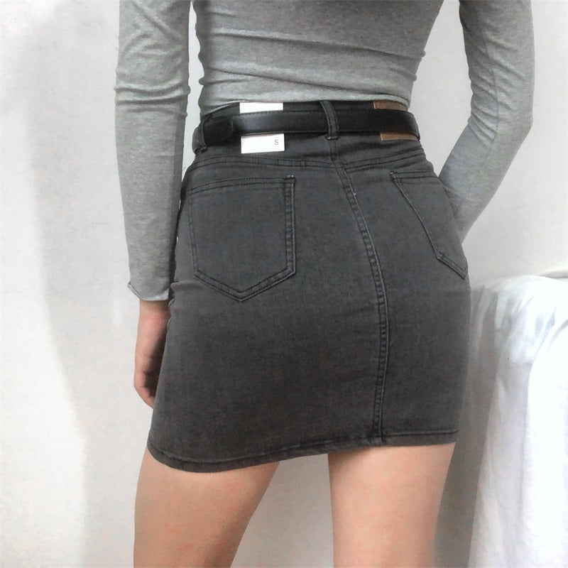 swvws - Retro High-Waisted Denim Skirt