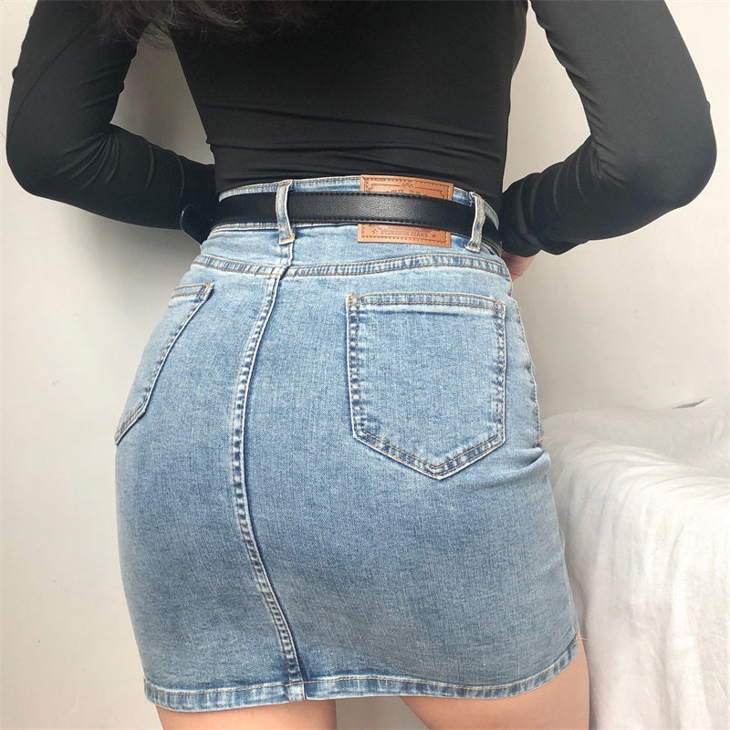 swvws - Retro High-Waisted Denim Skirt