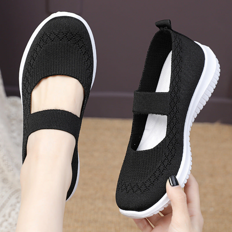 swvws Walking Shoes Women's Spring New Old Beijing Cloth Shoes Elderly Breathable Old Lady Strap Elderly Non-Slip Mom Shoes