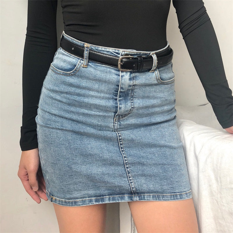 swvws - Retro High-Waisted Denim Skirt