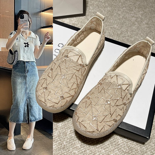 swvws Mesh Fisherman Shoes for Women  Summer New Net Cloth Casual Shoes Women Soft Bottom Slip-on All-Matching Shoes Wholesale