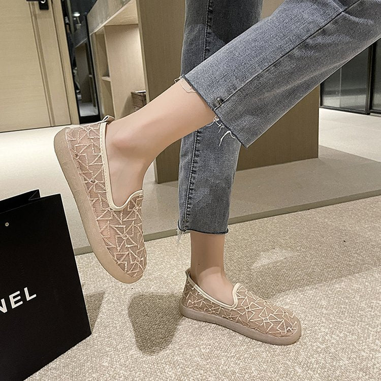 swvws Mesh Fisherman Shoes for Women  Summer New Net Cloth Casual Shoes Women Soft Bottom Slip-on All-Matching Shoes Wholesale