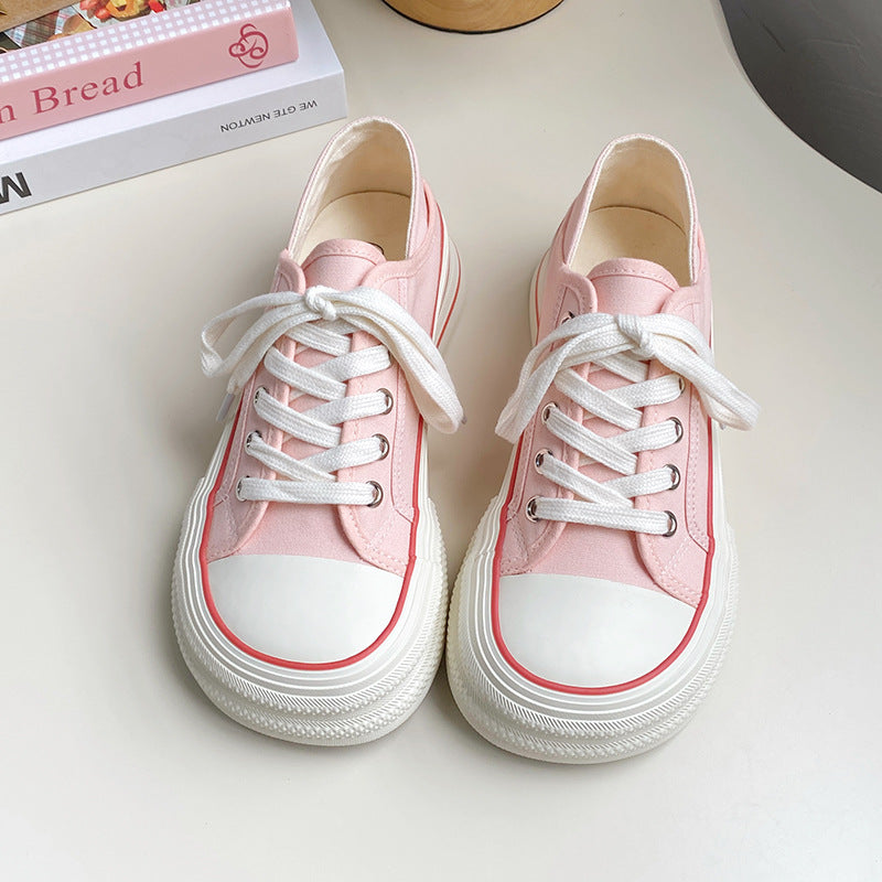 swvws Summer Dopamine Macaron Canvas Shoes Women's Platform Step-on Two-Way Sneakers  New All-Match Casual Fashion Shoes