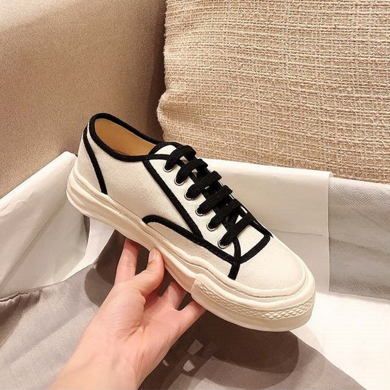 swvws Chanel Style Women's Shoes Ins Street Shooting Fashionable Dissolved Shoes Sports Platform Casual Sneakers Canvas Shoes Women's Fleece-Lined White Shoes