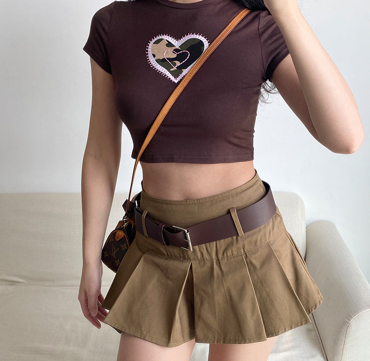 swvws - Y2K Corduroy Pleated Mini Skirt