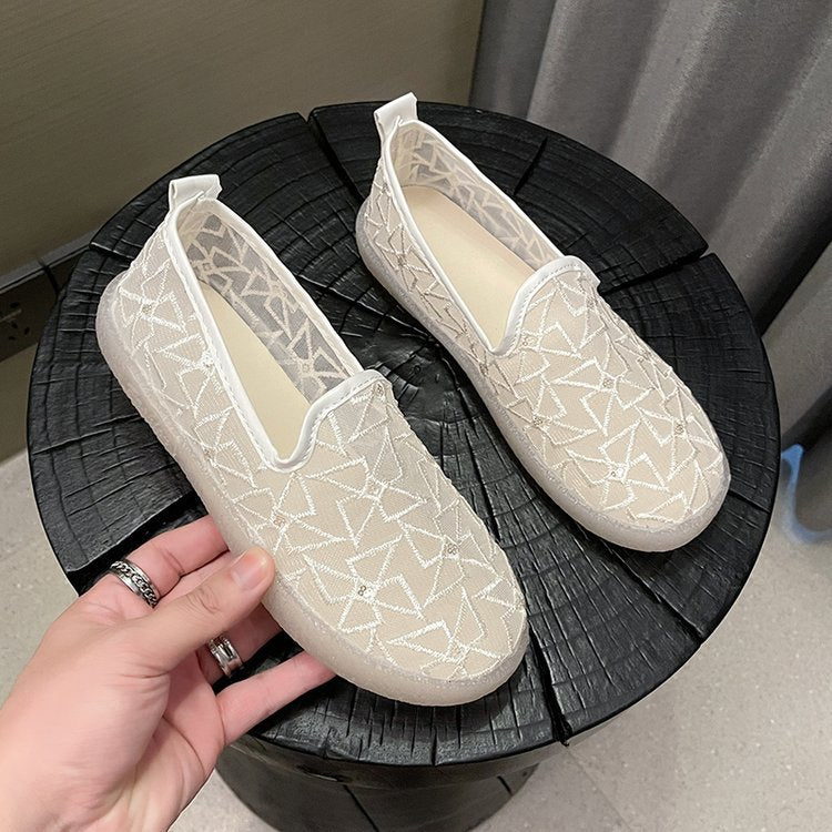 swvws Mesh Fisherman Shoes for Women  Summer New Net Cloth Casual Shoes Women Soft Bottom Slip-on All-Matching Shoes Wholesale