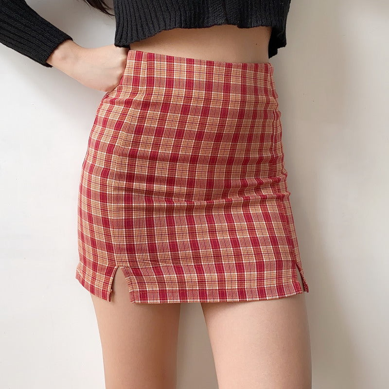 swvws - Red Cara Plaid Skirt