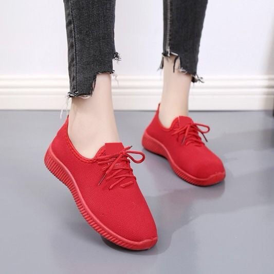 swvws Spring and Summer New Old Beijing Cloth Shoes Women's Sports Korean Style Casual Breathable Running Shoes Mom Shoes Soft Sole Shoes Generation Hair