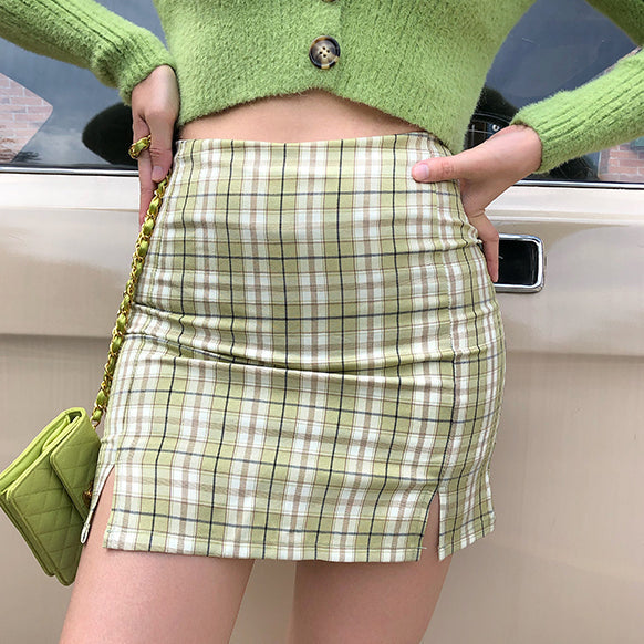 swvws - Cara Plaid Skirt // Green