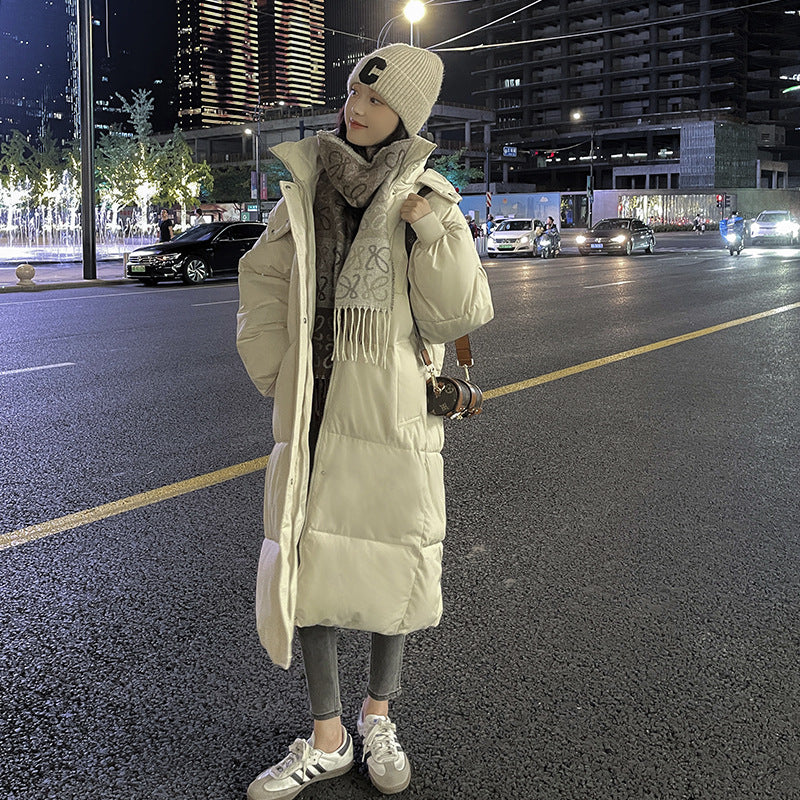 Women's long winter coat 2024 new loose and thickened student down cotton-padded jacket Korean version over the knee cotton-padded jacket tide