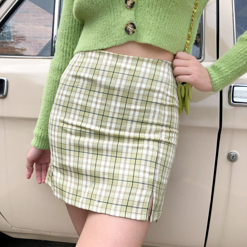 swvws - Cara Plaid Skirt // Green