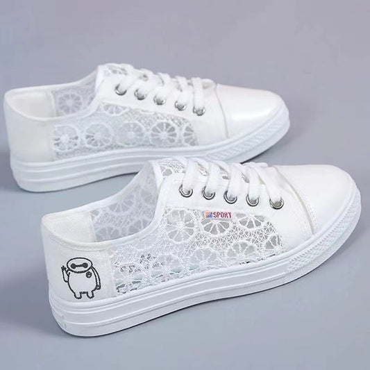 swvws Spring  New Girl's Shoes Young and Beautiful Popular Fashion Mesh Shoes All-Match Board Shoes Student Shoes White Shoes