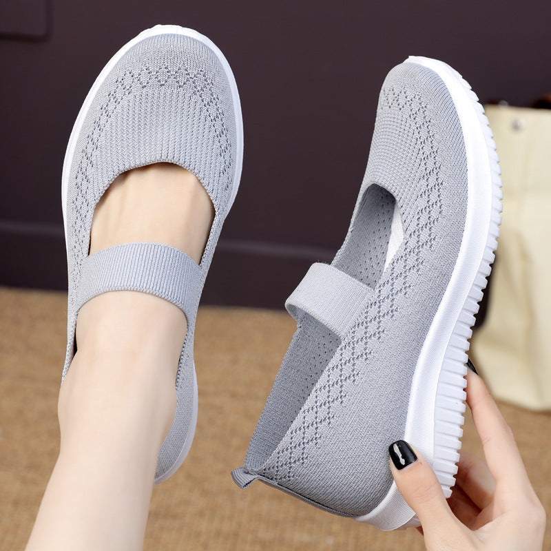 swvws Walking Shoes Women's Spring New Old Beijing Cloth Shoes Elderly Breathable Old Lady Strap Elderly Non-Slip Mom Shoes