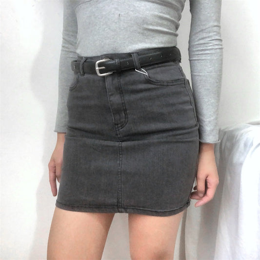 swvws - Retro High-Waisted Denim Skirt