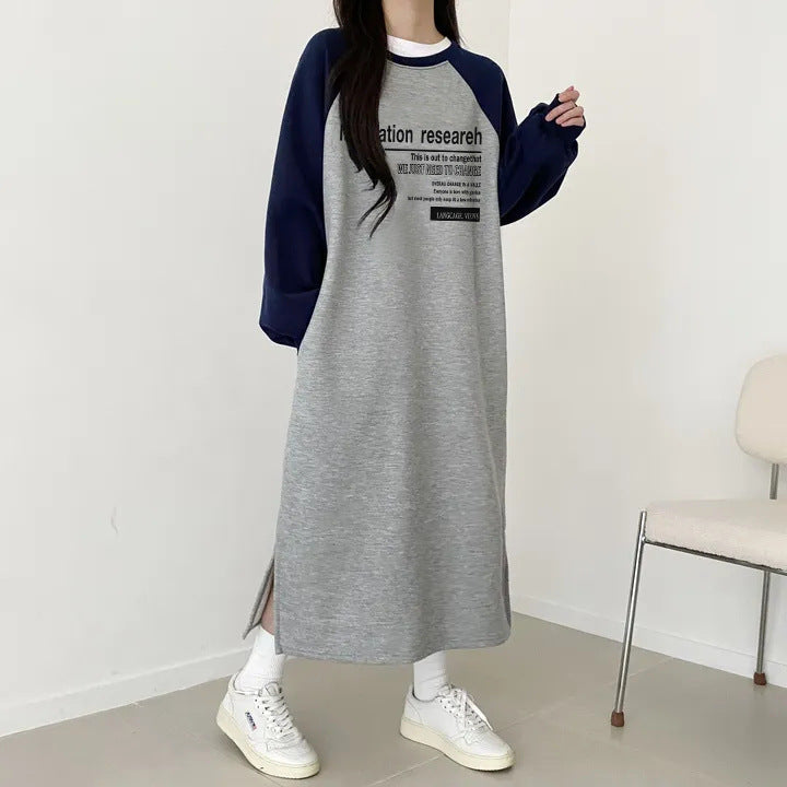 SWVWS 2025 Dress popular autumn and winter new thin splicing skirt velvet cotton high elastic beauty casual contrasting color cartoon easy to wear fashionable