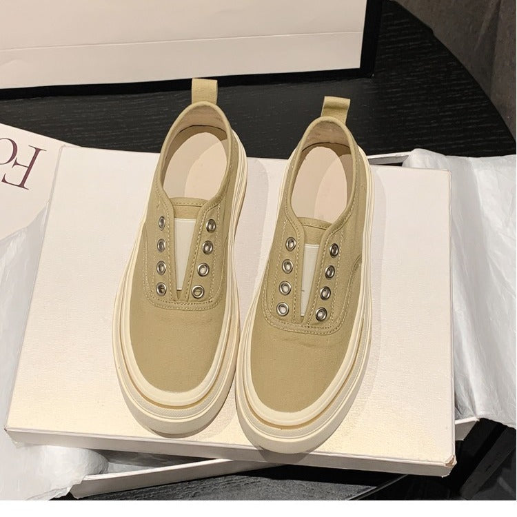 swvws Slip-on Women's Canvas Shoes  New Summer Thin Breathable Loafers Low-Top Platform Casual Sports Skate Shoes